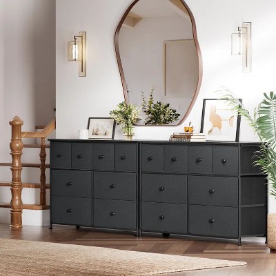 Hausource 8 Drawer Fabric Storage Dresser Tower Wide Chest of Drawers for Living Room Bedroom