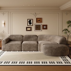 Christopher Knight Home Jace 111" Modern 4-Seater Upholstered Curved Sectional Sofa - 1 of 4