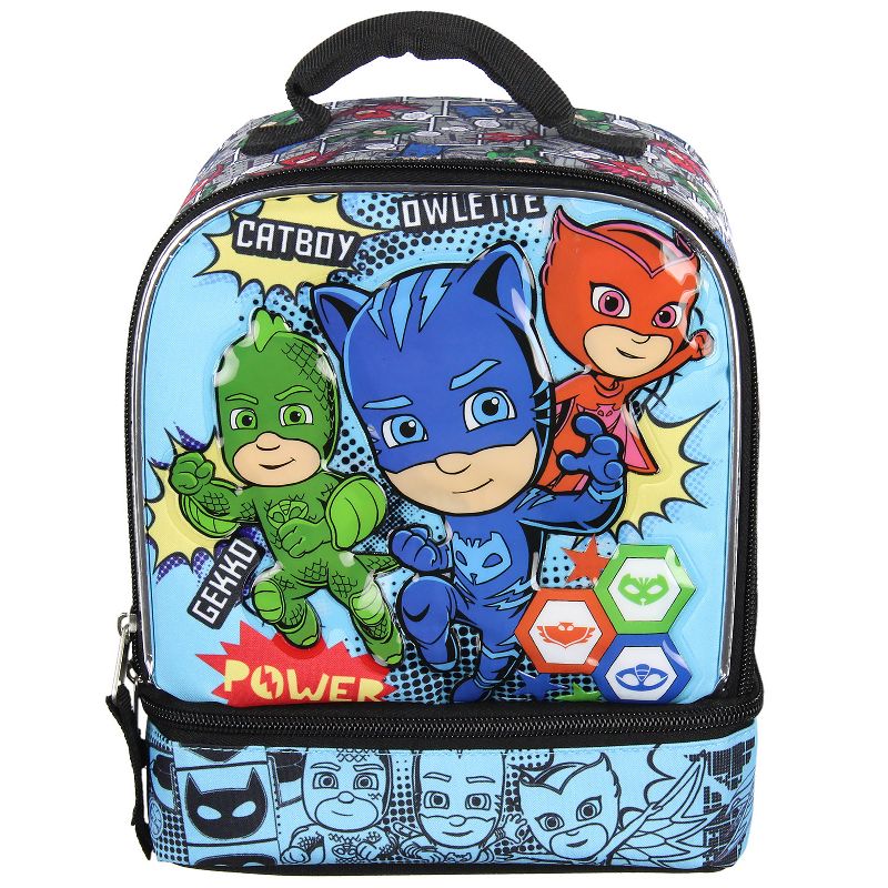 PJ Masks Comic Book 3-D Character Dual Compartment Insulated Lunch Bag Tote Multicoloured, 2 of 8