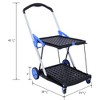 NAYSAYE Two Tier Folding Utility Cart with Basket Collapsible Shopping Cart for Grocery and Home Use with 90 lbs Load Capacity, Blue, 39"*23"*42" - 2 of 4