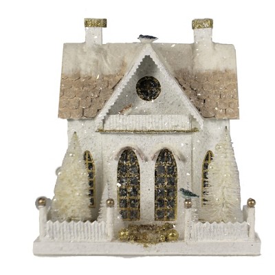 Cody Foster 11.0 Inch Winter White Cottage Putz House Light Up Retro Village Buildings