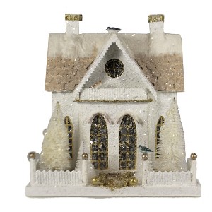Cody Foster 11.0 Inch Winter White Cottage Putz House Light Up Retro Village Buildings - 1 of 4