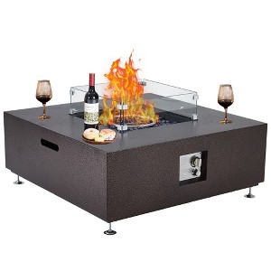 36 Inch Patio Propane Fire Pit Table with Wind Guard,50000BTU,Rain Cover - 1 of 4