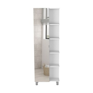 SEVOBAL Bathroom Storage Cabinets Mirror Cabinet with 9-Tier Organizer, 5 Open Shelves and 4 Interior Shelves for Bathroom, White, 63.7"*15.7"*6.3" - 1 of 4