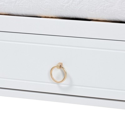 White Twin Size Wood Daybed with 3 Drawers