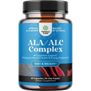 ALA & ALC Capsules, Acetyl L-Carnitine & Alpha Lipoic Acid Antioxidant Supplement for Weight Loss, Skin Health & AMPK Activator, Nature's Craft, 60ct - 1 of 4