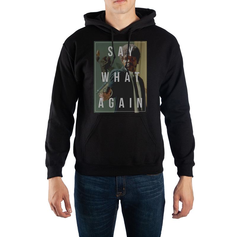 Pulp Fiction Movie Say What Again Graphic Print Mens Black Hoodie, 1 of 2