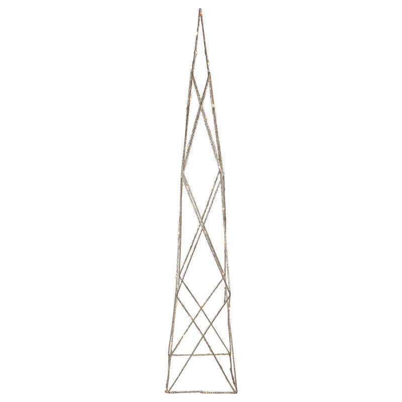 Northlight 32" LED Lighted B/O Gold Glittered Wire Geometric Christmas Cone Tree - Warm White Lights, 5 of 6