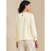 INSPIRE CHIC Women's Elegant Pearl Decor Ruched Crew Neck Long Sleeve Dressy Office Blouse - 4 of 4