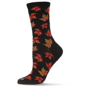 Memoi Women's Autumn Falling Leaves Rayon Blend Crew Socks - 1 of 3