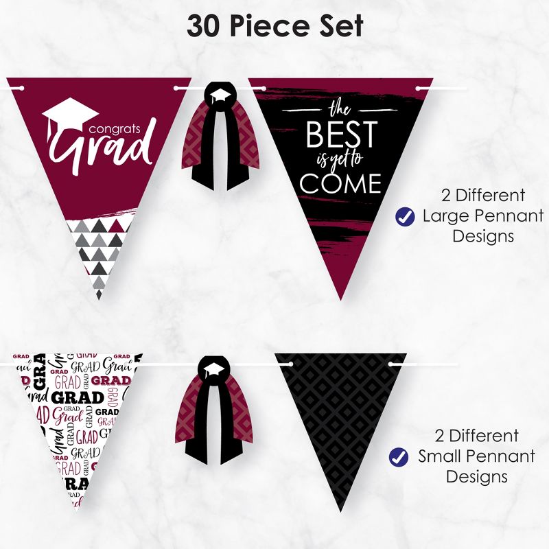 Big Dot of Happiness 30 Piece Maroon Graduation Party Pennant Triangle Banner, 6 of 10