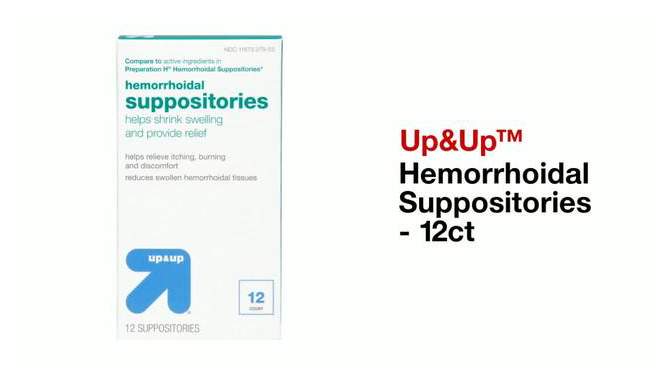 Hemorrhoidal Suppositories - 12ct - up &#38; up&#8482;, 2 of 10, play video