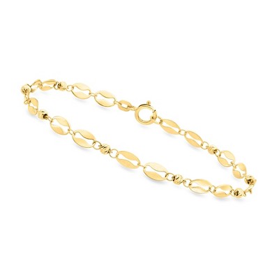 Ross-Simons Italian 10kt Yellow Gold Oval-Link Bead Station Bracelet