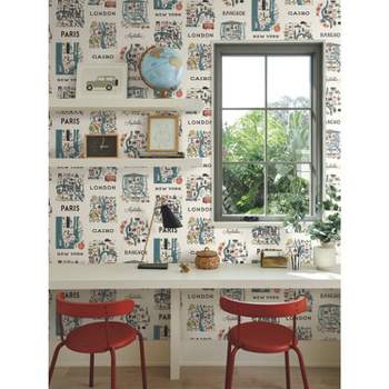 Rifle Paper Co. City Maps Peel and Stick Wallpaper Blue/Red