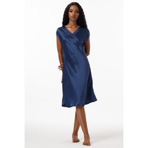 SilkSilky Women's 100% Mulberry Silk Cap Sleeve Nightgown - 1 of 4