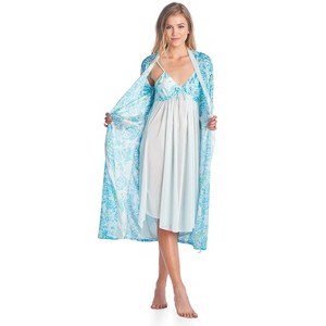 Casual Nights Women's Satin 2 Piece Robe and Nightgown Set - 1 of 4