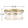 Franklin Iron Works Eagleton Modern Ceiling Light Flush Mount Fixture 15 1/2" Wide Gold White 3-Light LED Clear Glass for Bedroom Kitchen Living Room - 4 of 4