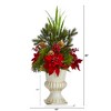 Nearly Natural 28-in Poinsettia, Grass and Succulent Artificial Arrangement in White Urn - 2 of 3