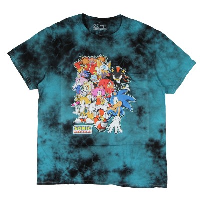 Sonic The Hedgehog Women's Character Bunch Tie-Dye Boyfriend Fit T-Shirt