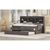 Twin Size Wooden Captain Bed with Built-in Bookshelves,Three Storage Drawers and Trundle - 4 of 4
