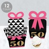 Big Dot of Happiness Chic 50th Birthday - Pink, Black and Gold - Square Favor Gift Boxes - Birthday Party Bow Boxes - Set of 12 - 3 of 4