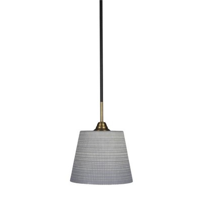 Toltec Lighting Paramount 1 - Light Pendant in  Matte Black/Brass with 10" Gray Matrix Shade