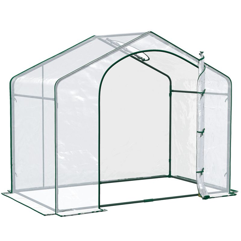 Outsunny 71'' x 39'' x 66'' Walk In Greenhouse Portable Hot House for Plants with Zippered Door and Top Window for Outdoor, Garden, Patio, PVC Cover, 5 of 10