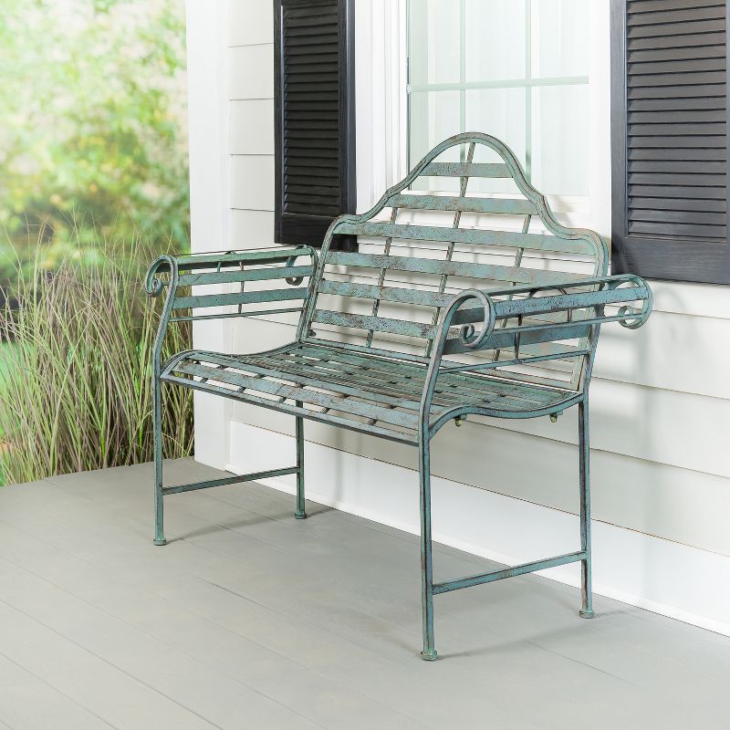 Evergreen Chippendale Style Outdoor Safe Metal Bench, 4 of 6