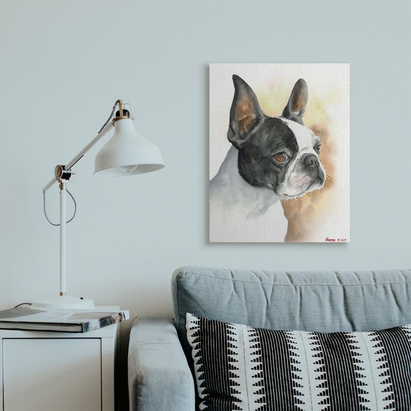 Stupell Industries Boston Terrier Pet Dog Portrait Black Brown Gallery Wrapped Canvas Wall Art, 24 x 30, 3 of 5