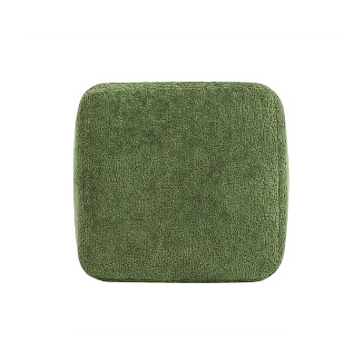 Moss Green Fleeced Teddy Upholstered Footstool with Pinewood Frame