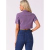 INSPIRE CHIC Women's Casual Short Sleeves Crop Denim Jacket - 3 of 4