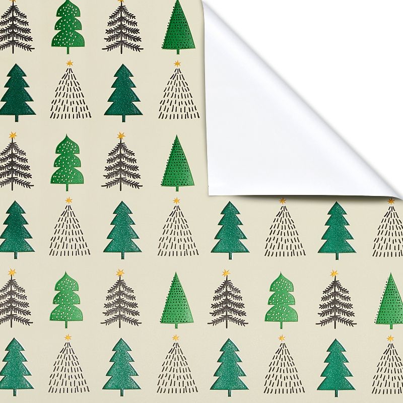 20 sq ft Multiple Trees Foil Christmas Wrapping Paper, 3 of 7