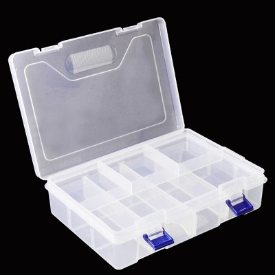 PiccoCasa Plastic Adjustable for Small Jewelry Plastic Decorative Storage Drawers 9.6"x6.3"x2.4" Blue Clear 1 Pc