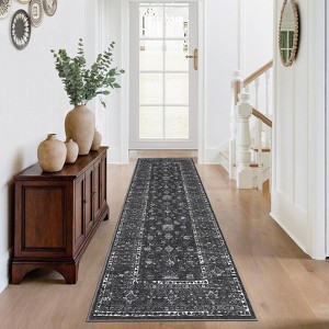 Nasitip Luxury Bohemian Area Rugs with Exotic Floral Stripes, Soft Low Pile Non Slip Living Room Carpet, Machine Washable - 1 of 4