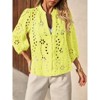 Imily Bela Women's deep V-neck hollow-out blouse, 3/4 puff sleeves, front button design, spring and autumn blouse - 4 of 4