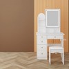 FUFU&GAGA Makeup Vanity Set with Mirror and Stool Drawer and Shelf - 2 of 4