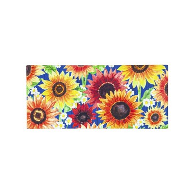 Evergreen Multi-Color Fall Sunflowers Sassafras Indoor Outdoor Switch Doormat 1'10"x22"