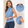 INSPIRE CHIC Women's Casual Sleeveless Button Down Peter Pan Collar Chambray Shirt - 2 of 4
