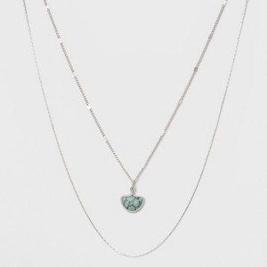 Two Row Layer with Semi Precious Turquoise Charm Necklace - Universal Thread Light Blue, Women