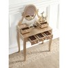 Roundhill Furniture Ashley Wood Makeup Vanity Table and Stool Set, Gold - 3 of 4