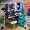 Fredees Vanity: Mirror, LED Lights, Glass Top, Charging Station (Wireless+USB+Type-C), RGB Makeup Table Set with Stool, Organizer, 6 Drawers - 4 of 4