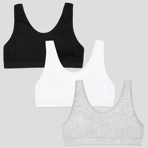 Fruit of the Loom Women'sCotton Pullover Sportsbra, White/Grey  Heather/Black Hue, Size 38(Pack of 3) : : Clothing & Accessories