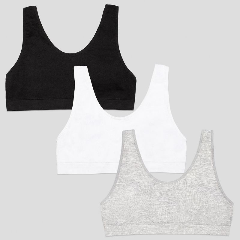 Fruit of the Loom Girl's Seamless Stretch Sports Bra 3 Pack, 1 of 5