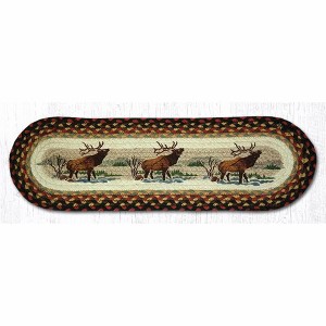 Earth Rugs Rustic Winter Elk Oval Stair Tread – Lodge & Farmhouse Decor 27"x8.25" - 1 of 3