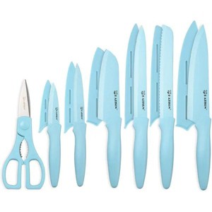 Kitchen Knife Set w/ Guards, 13 Piece Pink Non-Stick Paint Boxed Knives Set, Anti-Rust and Dishwasher Safe, 6 Knives w/6 Blade Covers Kitchen Shears - 1 of 4