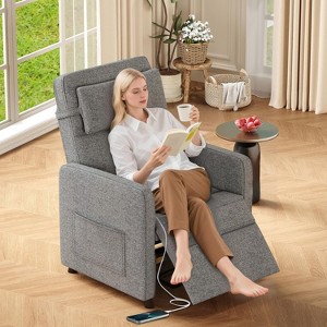 Recliner Chair with Massage & Heat - Adjustable Living Room Reclining Sofa with USB Port & Side Pockets - 1 of 4