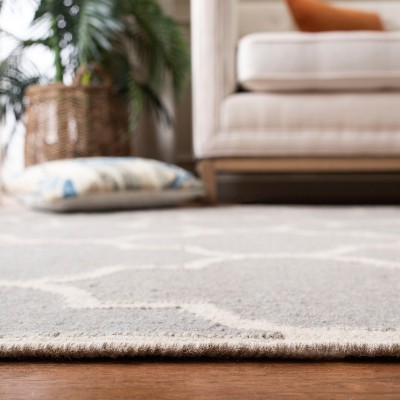 Handmade Dark Grey and Ivory Wool Geometric Runner Rug