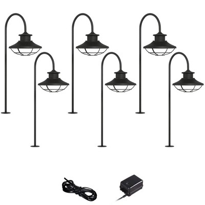 John Timberland Braden Textured Black 8-Piece LED Landscape Path Light Set