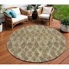 Brown Beige And Tan Geometric Washable Indoor Outdoor Area Rug - 2 of 4