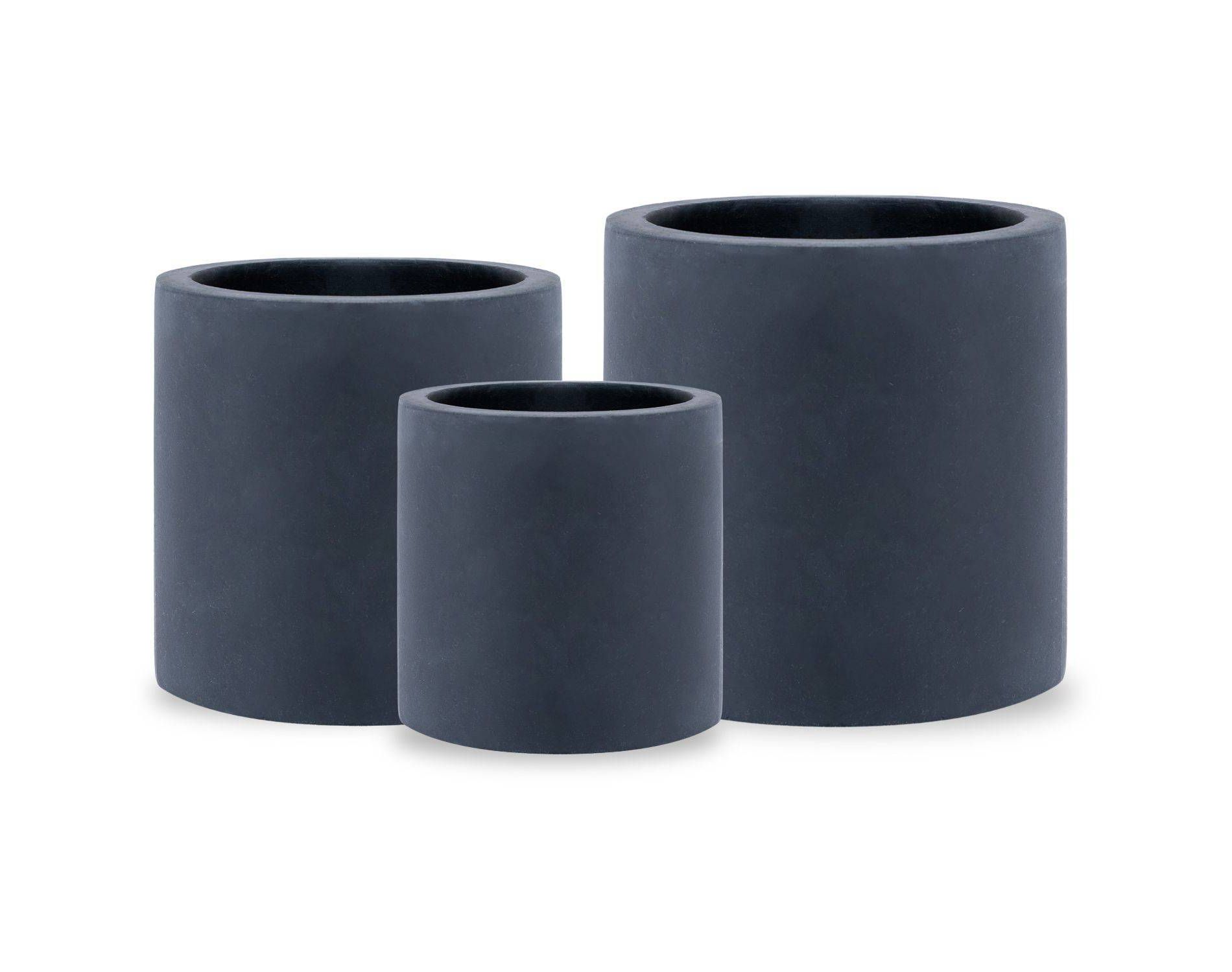 Rosemead Home & Garden, Inc. 3pc Concrete Outdoor Planter Pot Black 15.7"x15.7"